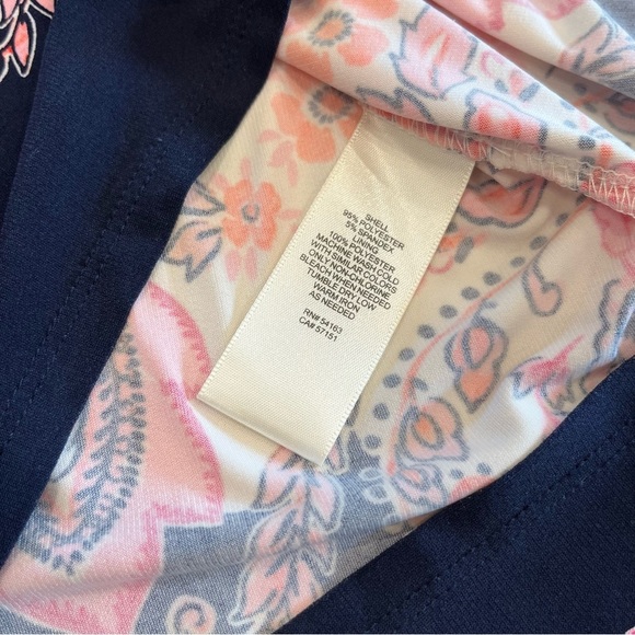 Eliza J | Multicolor Paisley & Floral Print Shift Midi Dress | Pink‎ Navy | 10 - Picture 10 of 12